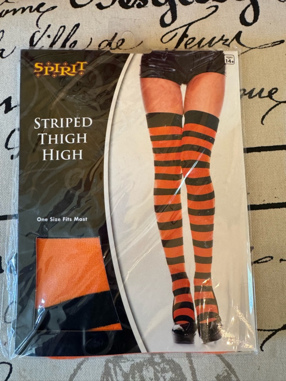 Spirit Halloween Orange and Black Striped Thigh High One Size Fits Most